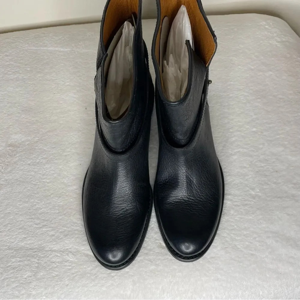 Madewell Biker Boots Lowrider Leather Ankle Moto Stacked Heel New Black Size 9